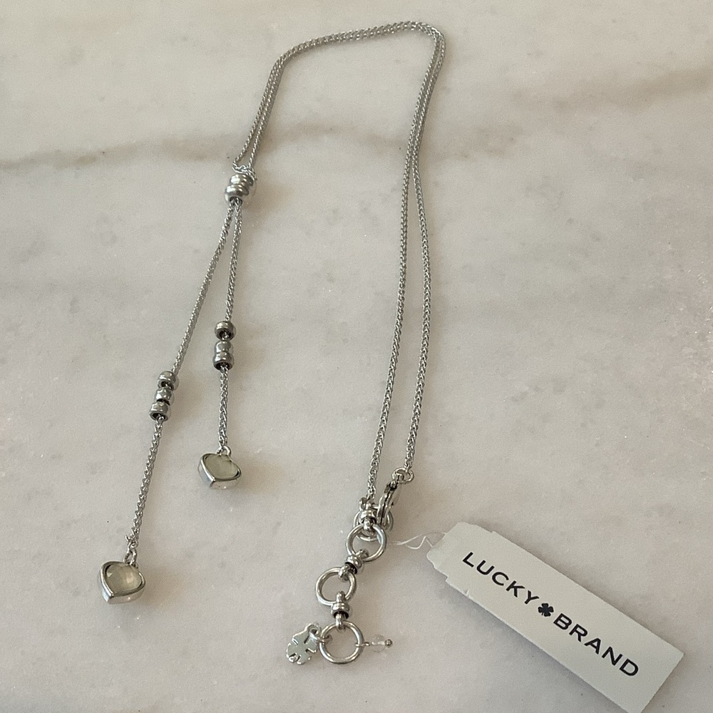 Lucky Brand Silver Heart Slider Layer Necklace, Brand New